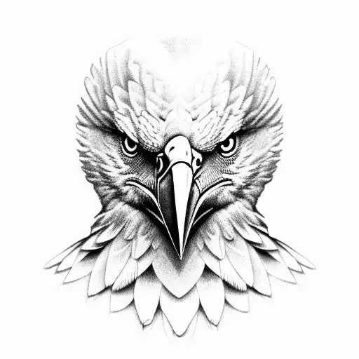 A realistic black-grey portrait of an eagle perched on a soldier's helmet tattoo design idea