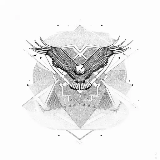 An abstract geometric design incorporating elements of shooting and an eagle tattoo design idea