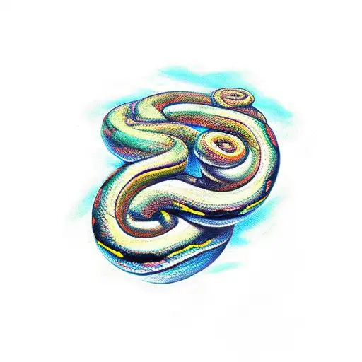snake eating cinnamonroll tattoo design idea