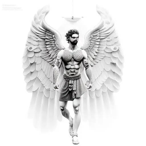 greek god with wings tattoo design idea