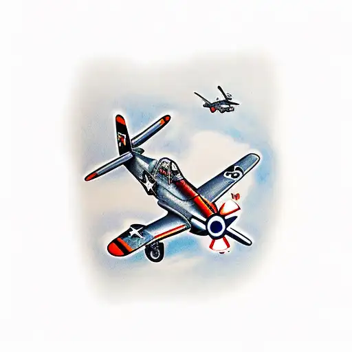 p52 mustang fighter plane tattoo design idea