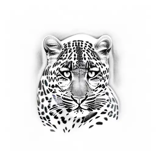 black and white leopard surrounded by australian native flowers and rainforest tattoo design idea