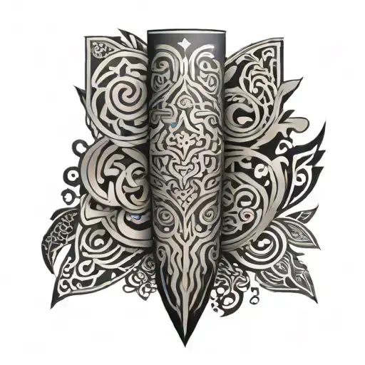 korean tribal patterns calf sleeve tattoo design idea