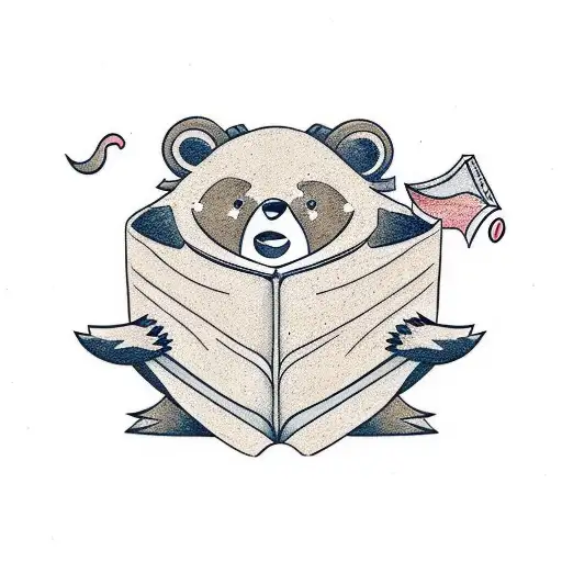 A bear napping, turning into a book, that is being read out loud and absorbed  tattoo design idea
