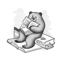 A bear napping, turning into a book, that is being read out loud and absorbed  tattoo design idea