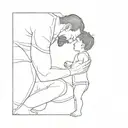 dad is bealding his child and teaching him life tattoo design idea