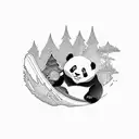 panda riding a snowboard  tattoo design idea