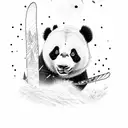 panda riding a snowboard  tattoo design idea