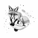 Fox riding a snowboard  tattoo design idea