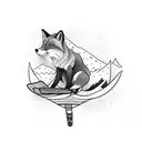 Fox riding a snowboard  tattoo design idea