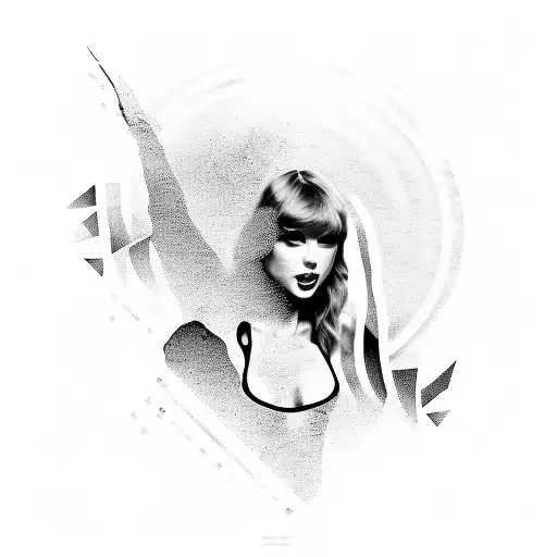 Taylor Swift's silhouette with lyrics from your favorite song tattoo design idea