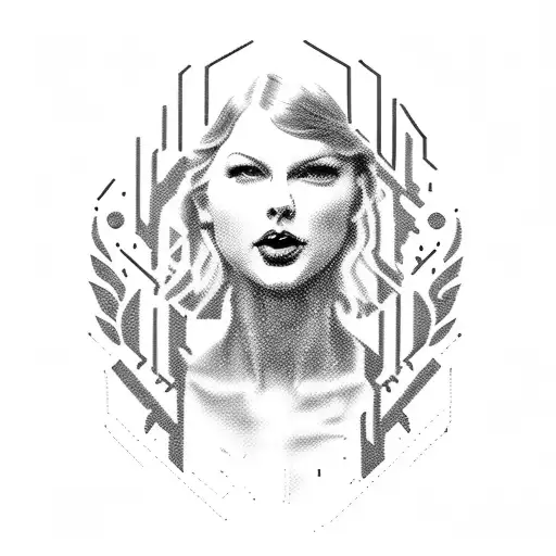 Taylor Swift's silhouette with lyrics from your favorite song tattoo design idea