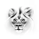 mother lion 4 children tattoo design idea