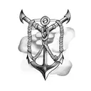 anchor with cataleya  tattoo design idea