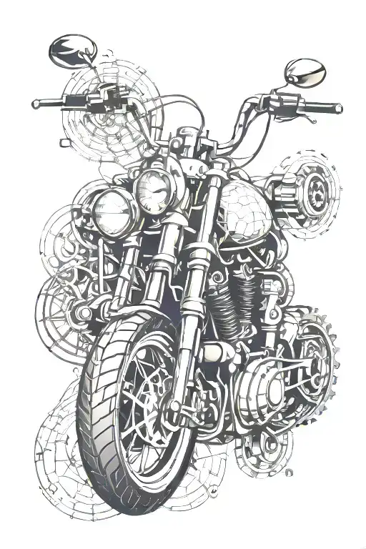 fine line style bike chain dna with motorcycle parts integrated tattoo design idea