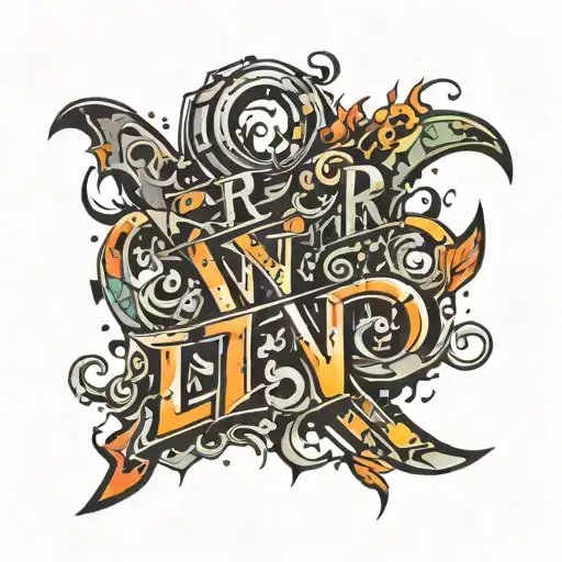 Abstract letters LR tattoo design idea