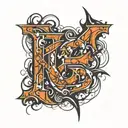 Abstract letters LR tattoo design idea