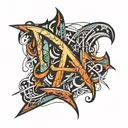 Abstract letters LR tattoo design idea