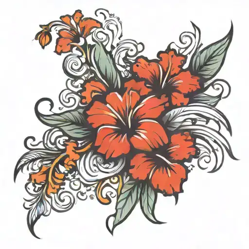 Progress flowerers Hawaii design tattoo tattoo design idea