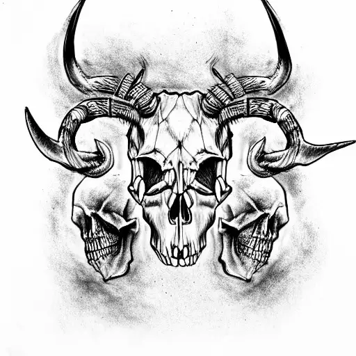 skull of bull tattoo design idea