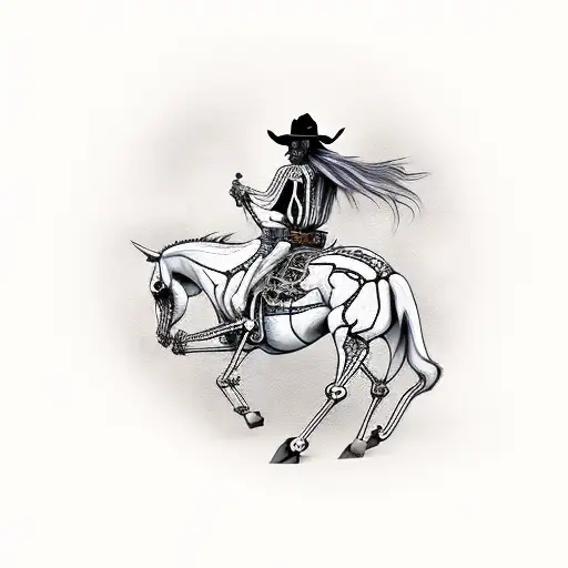 skeleton cowboy riding a horse tattoo design idea