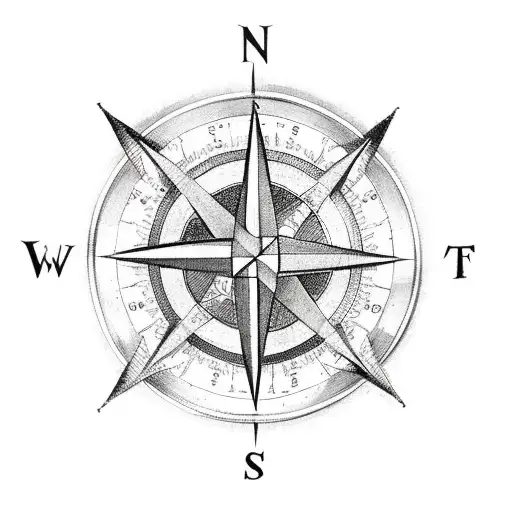 A compass rose intertwined with a Coptic cross tattoo design idea