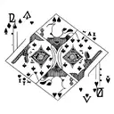 Two individual cards overlapping which are a seven of hearts and two of spades frlm tattoo design idea