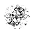 Two individual cards overlapping which are a seven of hearts and two of spades frlm tattoo design idea