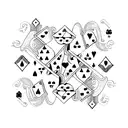 A Seven of hearts card and two of spades card overlapping each other at an angle tattoo design idea