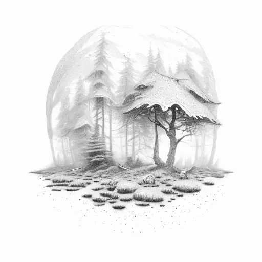 Autumn in the mountains, high resolution photography, 8k tattoo design idea