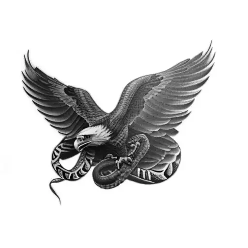 an eagle with snake tattoo design idea