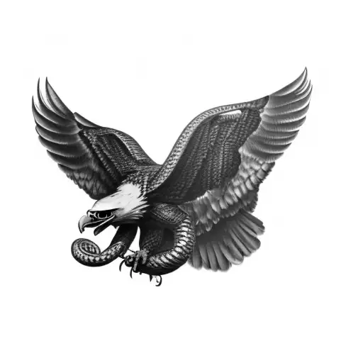 an eagle with snake in talons tattoo design idea