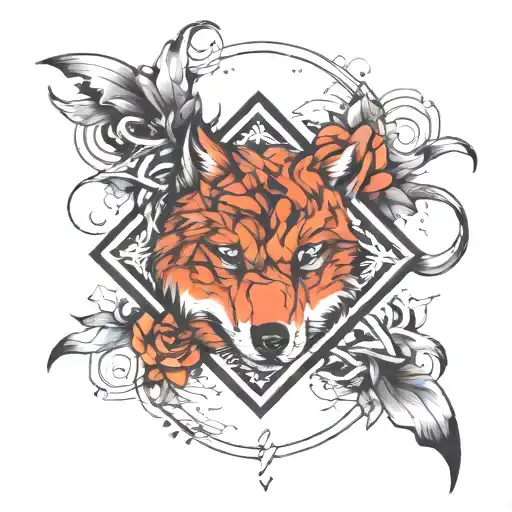 lone wolf looking tattoo design idea