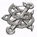 broken chain anchor connected tattoo design idea