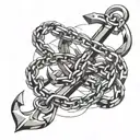broken chain anchor connected tattoo design idea