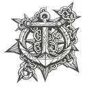 broken chain anchor connected tattoo design idea