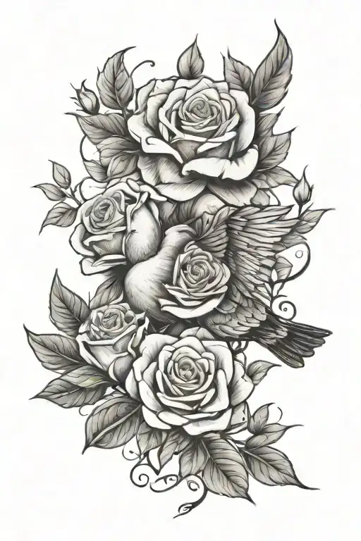 Roses Dove Family tattoo tattoo design idea