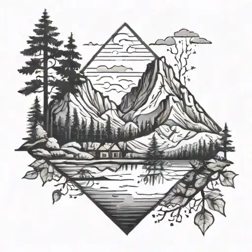 introvert who finds self-discovery through traveling to natural and peaceful places like mountains, forests, and water  tattoo design idea