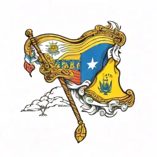 Guatemalan and Colombian flag combined tattoo design idea