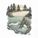 Oregon coast sea tattoo design idea