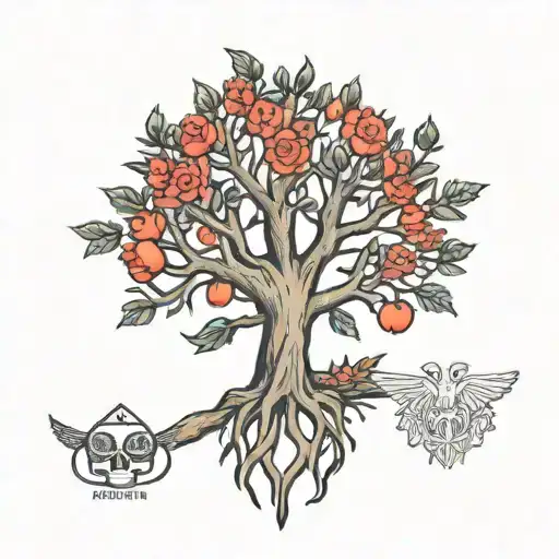 XXXTentacion tree tattoo with Malta tattoo design idea