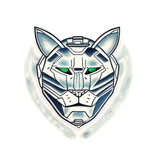 panther head with cyborg eye  tattoo design idea