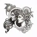 A sun and moon design incorporating Greek mythology elements like Apollo and Artemis tattoo design idea