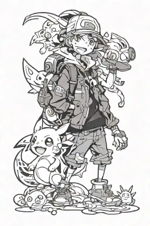 Pokemon characters incorporated tattoo design idea