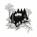 aspen trees on a hilltop tattoo design idea