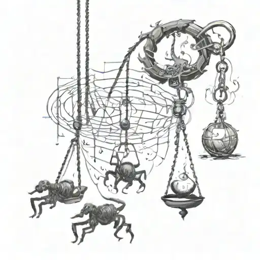 swings a pendulum with fire and another with a scorpion tattoo design idea