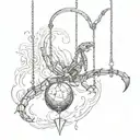 swings a pendulum with fire and another with a scorpion tattoo design idea