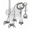 swings a pendulum with fire and another with a scorpion tattoo design idea