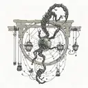 swings a pendulum with fire and another with a scorpion tattoo design idea