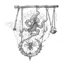 swings a pendulum with fire and another with a scorpion tattoo design idea